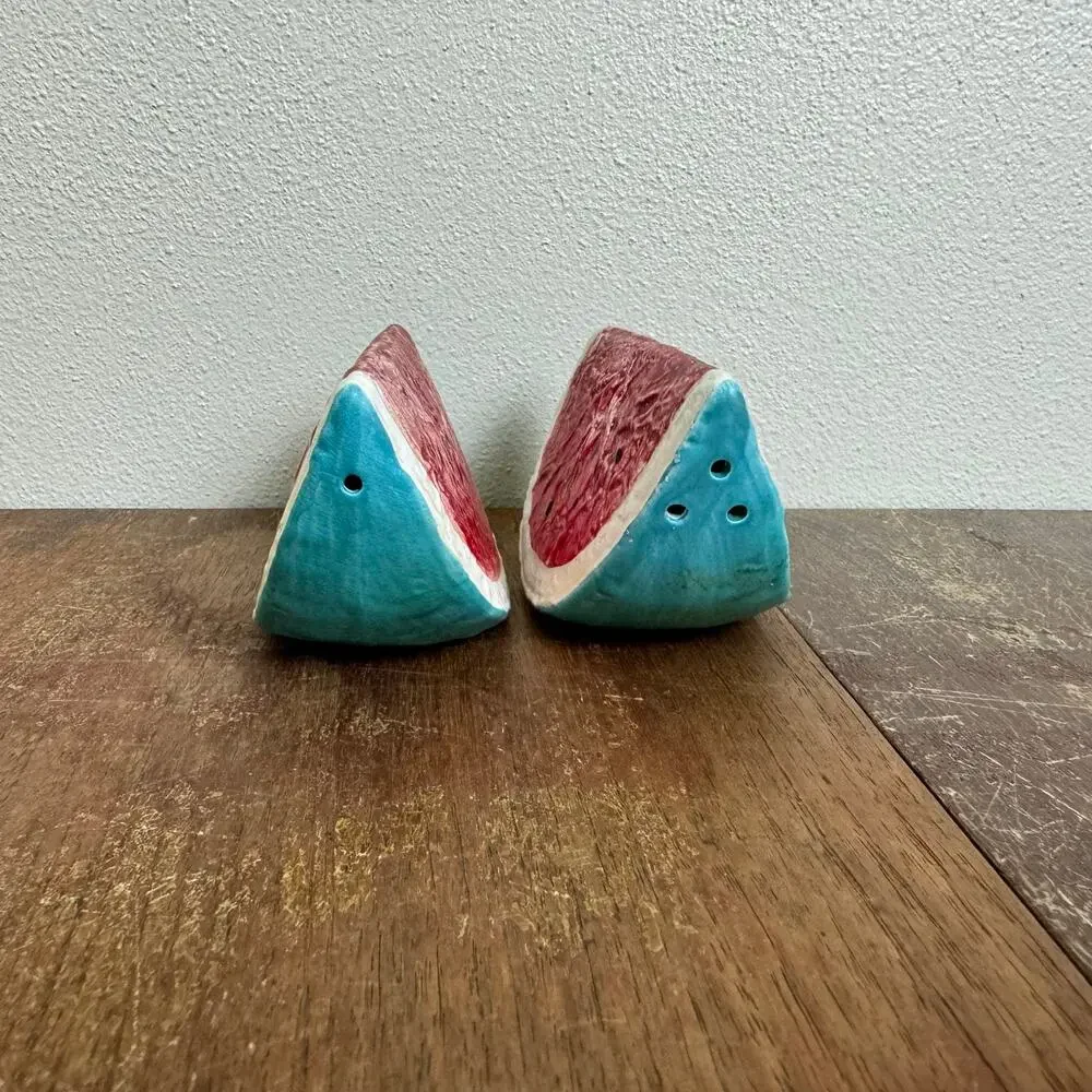 Vintage Resin Watermelon Salt and Pepper‎ Shakers